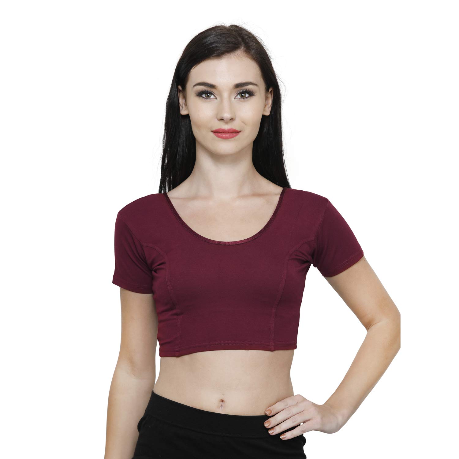 vami Women's Cotton Stretchable Readymade Blouse - Dark Maroon-picture-19