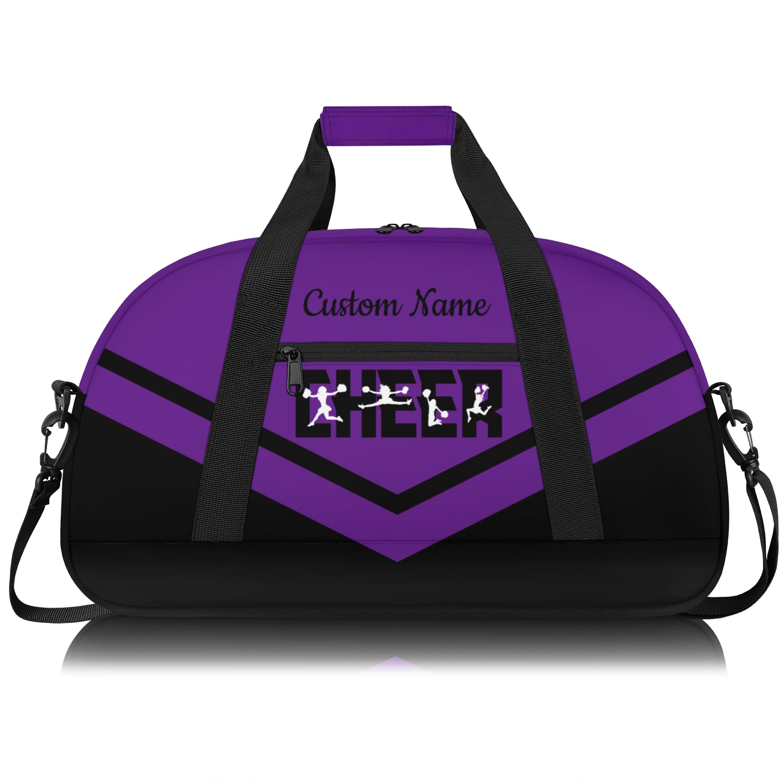 Personalised Cheerleading Duffel Bag for Girls | Custom Name Waterproof Sports Bag for Cheer, Gym & Travel | Cheerleader Team Gifts Bag with Adjustable Shouler Strap, Dark Purple Black