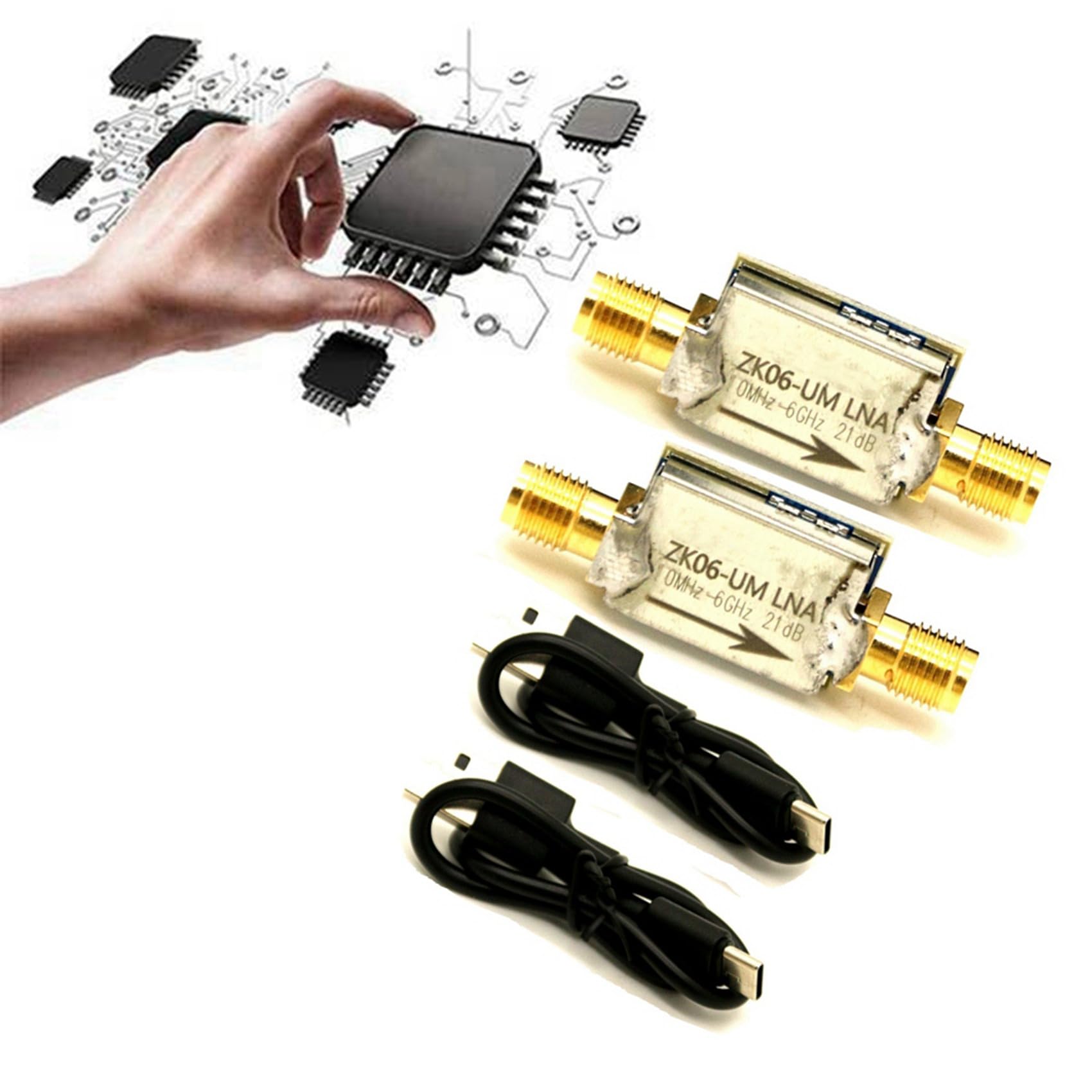 Amplificador de Bajo Ruido Serie ZK06-UM, Interfaz USB de 100 KHz A 6 GHz, Módulo Preamplificador de Potencia de Alta Ganancia de 21 DB (6 Juegos)