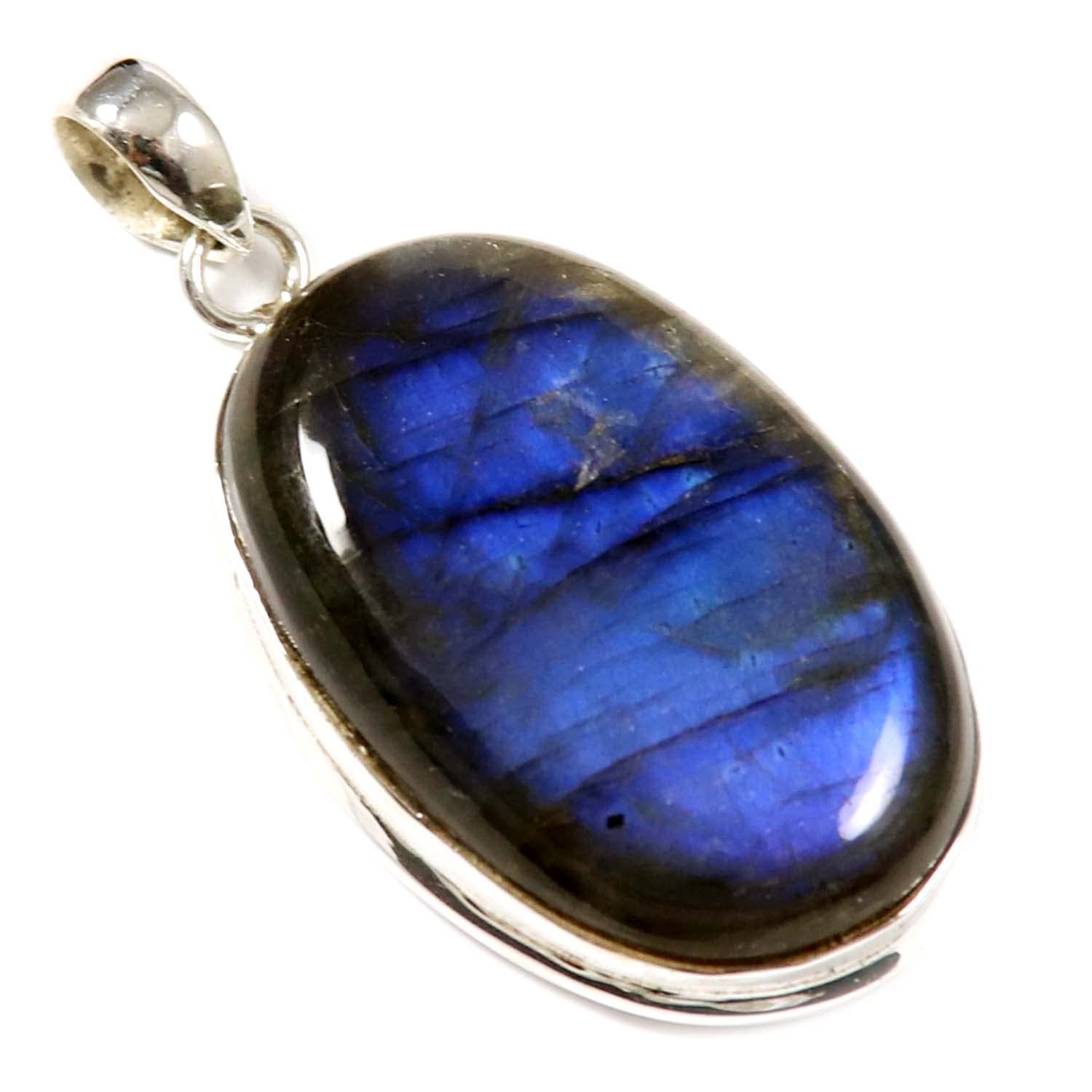 Goyal Impex Women Labradorite Gemstone Solid 925 Sterling Silver Pendant Jewelry PO53