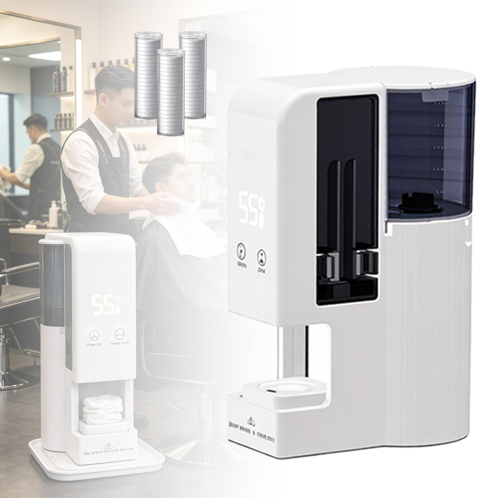 DzkZen Hot Face Towel Heater Machine, Smart Hot Towel Dispenser With Soft Disposable Compressed Towels, 55°c Constant Temperature, 5-Second Fast Heat, for Spa Home Salon 60towels