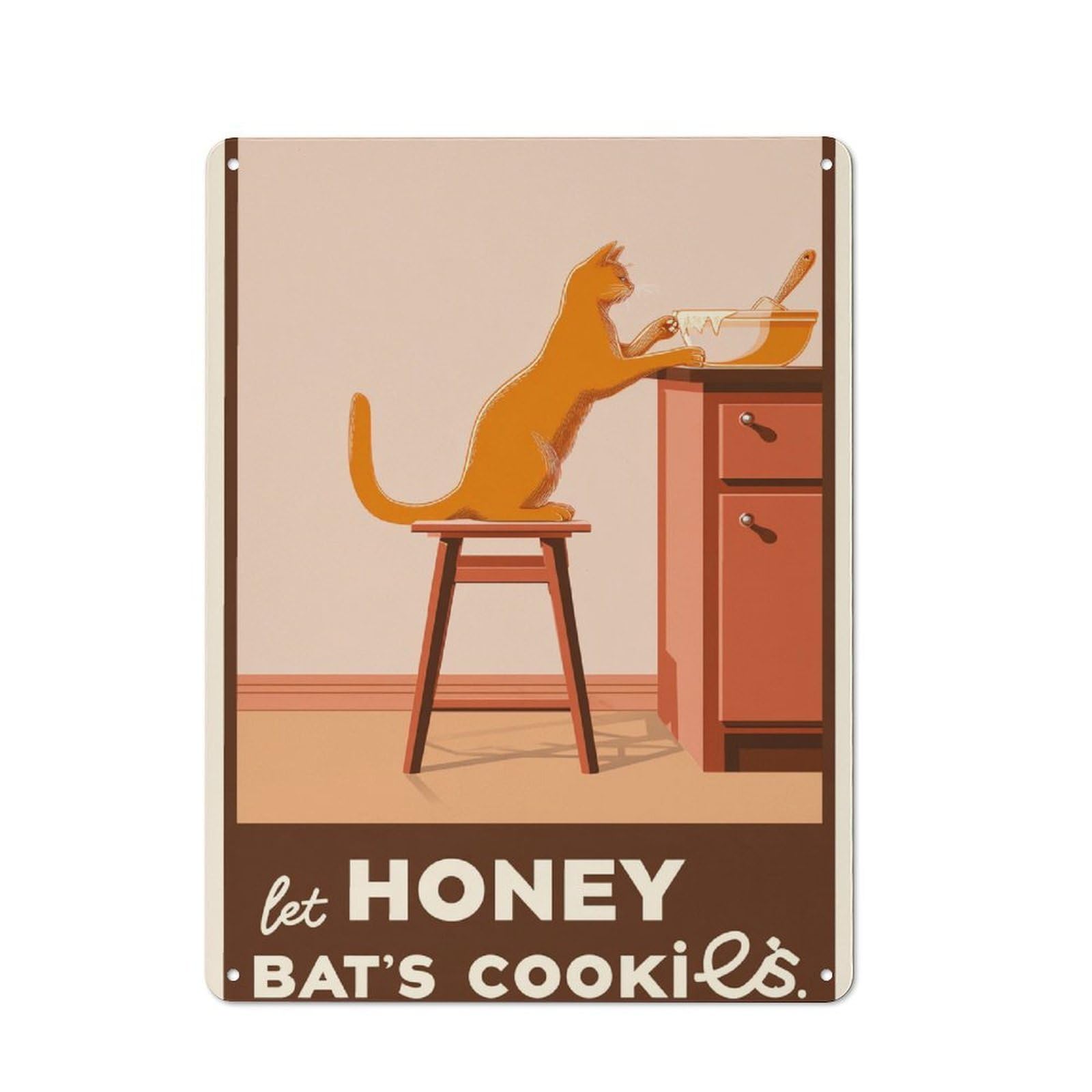 Junmoney Honey Bat's Cookies Rustic Tin Sign 40X30cm, Vintage Porch Wall Decor For Conservatory, Home Bar Or Utility Room