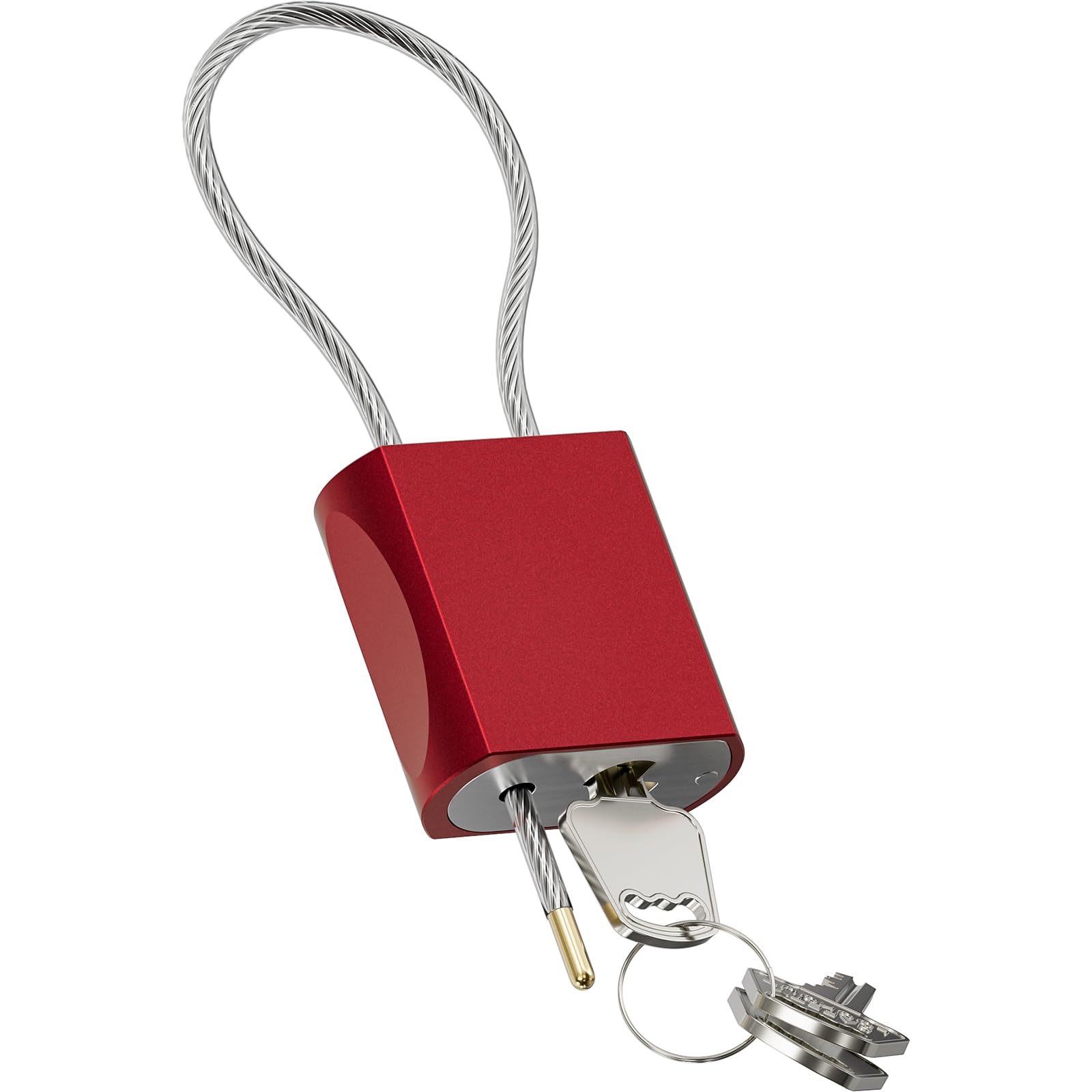 Cable Padlock Free Adjustable Lock 3 Keys, 1.15ft/0.35m Red