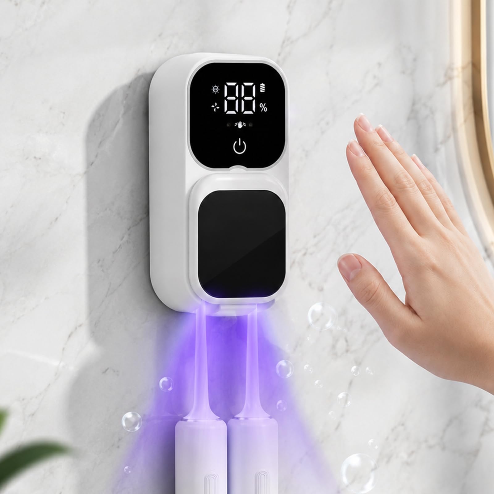Soporte para cepillo de dientes montado en la pared, fundas para cepillos de dientes con 2 ranuras para cepillos de dientes, caja de limpieza portátil para cepillos de dientes eléctricos y manuales