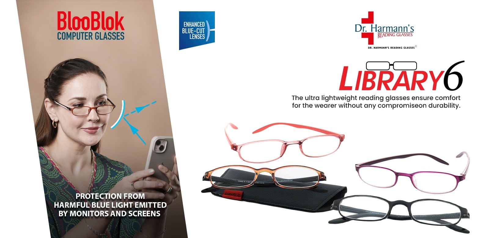 DR.HARMANN'S READING GLASSES® FITTED WITH BLUE BLOCK LENS (Model: Library 6 Black colour +1.25 Computer Readers with Blue Light Blocking and Blue Rays filter) 3