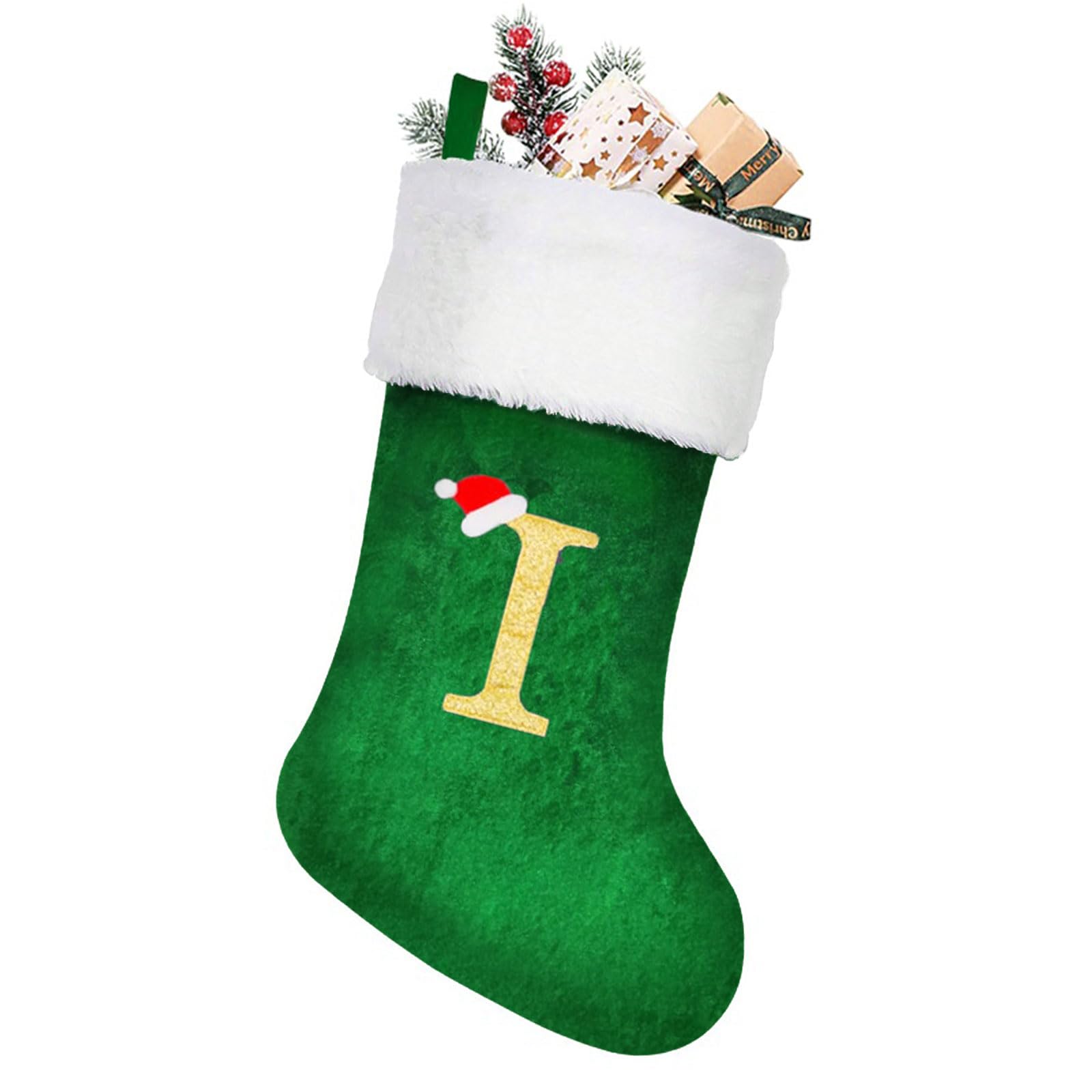 Christmas Stockings Personalised 18 Inch Large Xmas Stockings Monogram Christmas Stockings With Letters Red Velvet Classic Christmas Stocking Fireplace Hanging Ornament Christmas Holiday Party Décor
