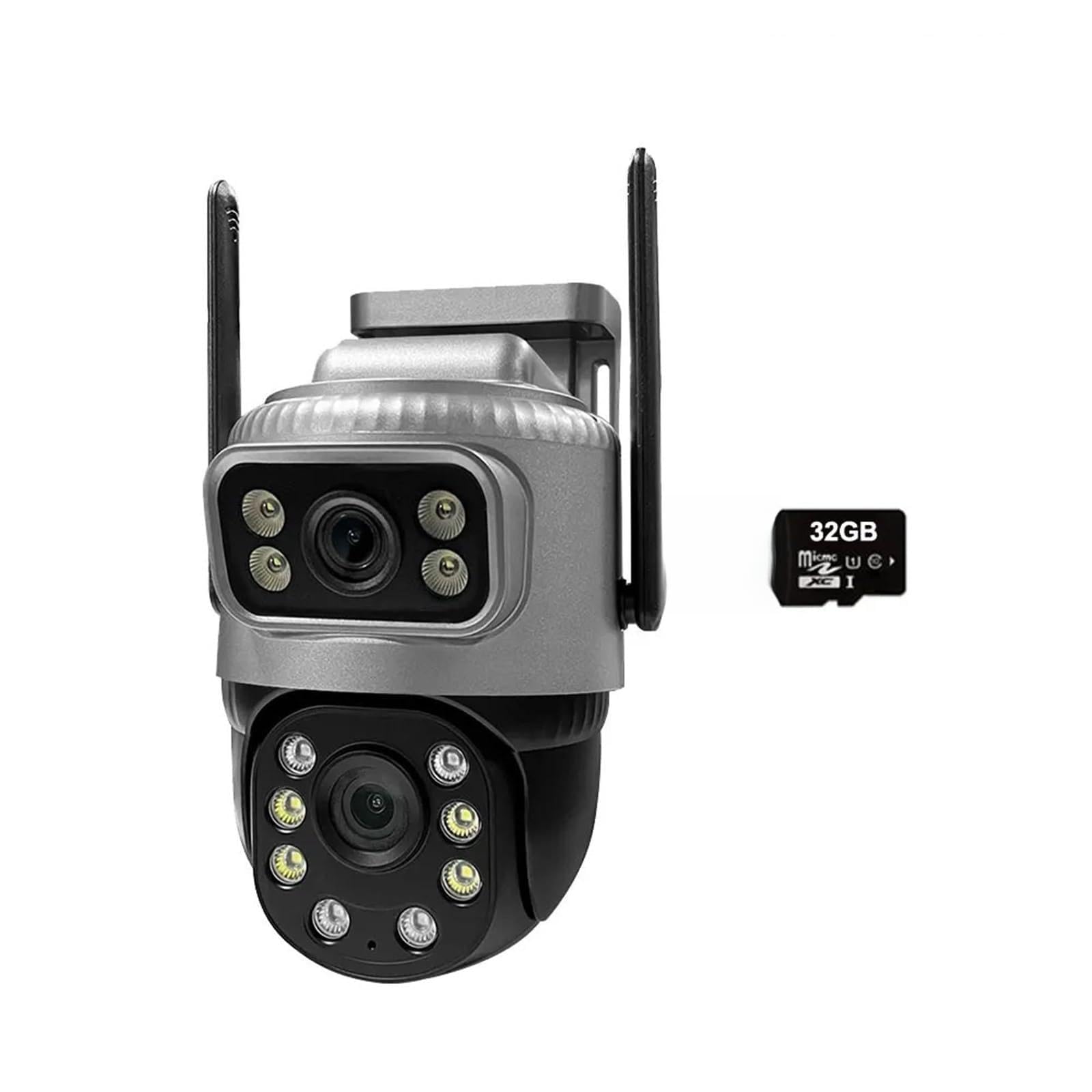 Kamera IP 4G z kartą SIM, podwójny obiektyw, wodoodporny, monitor do monitoringu zewnętrznego, noktowizor, ochrona domu CCTV(Camera 32G Card)