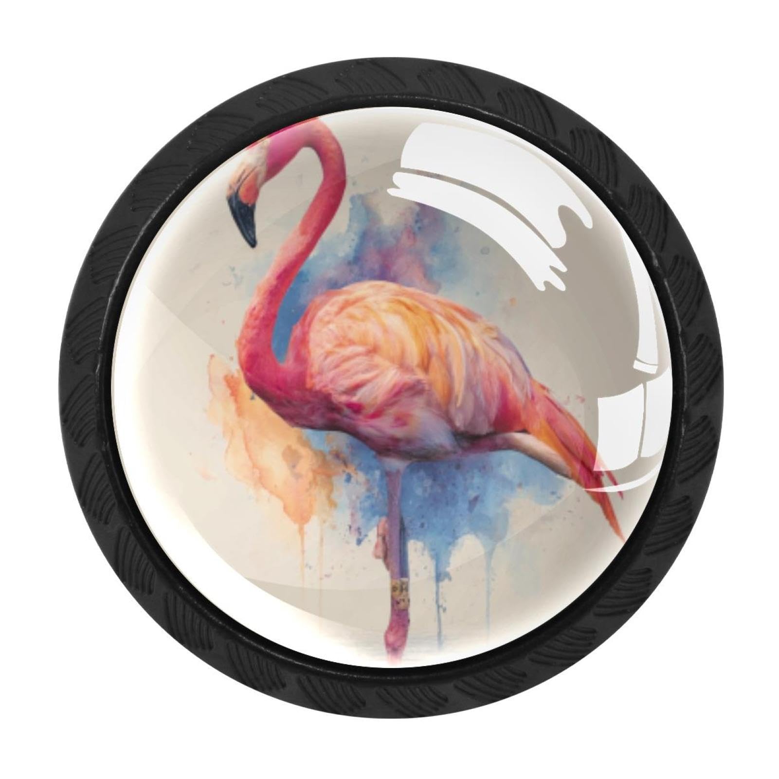 CHENZZZZ 4 PCS Color Flamingo Crystal Glass Cabinet Knob Drawer Pull Handle for Kitchen Cupboard Dresser Wardrobe etc