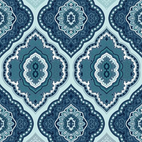 Image of Dreamscape 100% Cotton Queen Fitted Bedsheet with 2 Pillow Covers - (Size 60 x 78 inches, 140 TC, Colour - Blue)