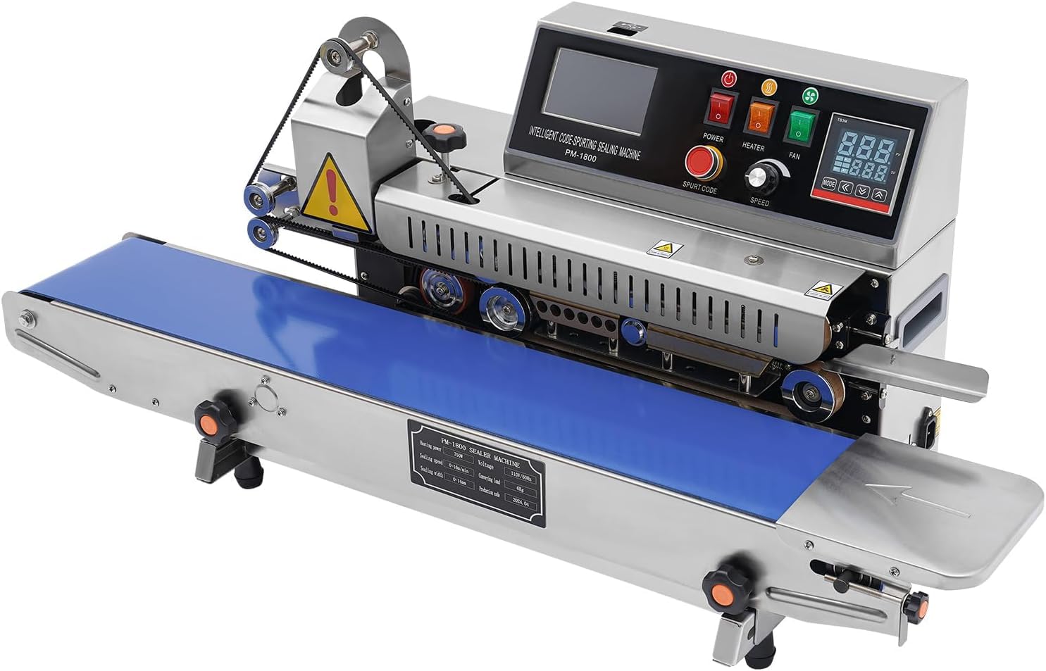 Sigillatrice Orizzontale Automatica per Sacchetti - Macchina Termosaldatrice Commerciale da 750 W A Riscaldamento Continuo per Uso Industriale, Sigillatrice A Nastro Silver