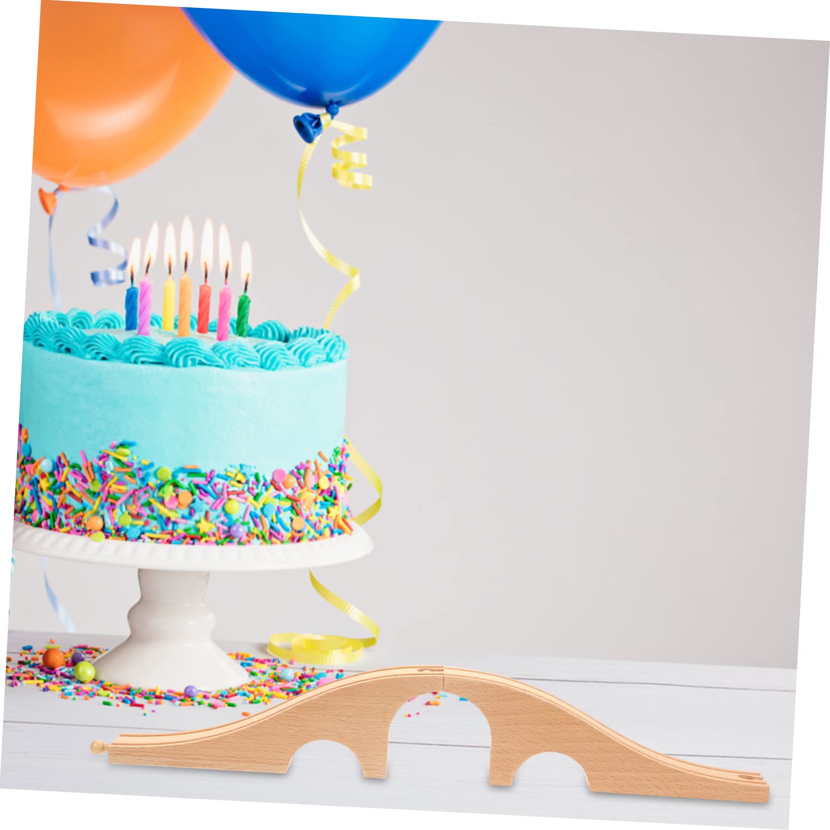 SUPVOX Toy Train Bridge 2pcs Wooden Train Track Expansion Enhance Railway Scene Layout