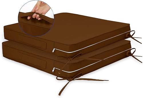 Miniatura 1 de ROFIELTY Cojines para sillas de patio de 19 x 19 pulgadas, a prueba de salpicaduras, cojines para sillas extraíbles para muebles de exterior, con