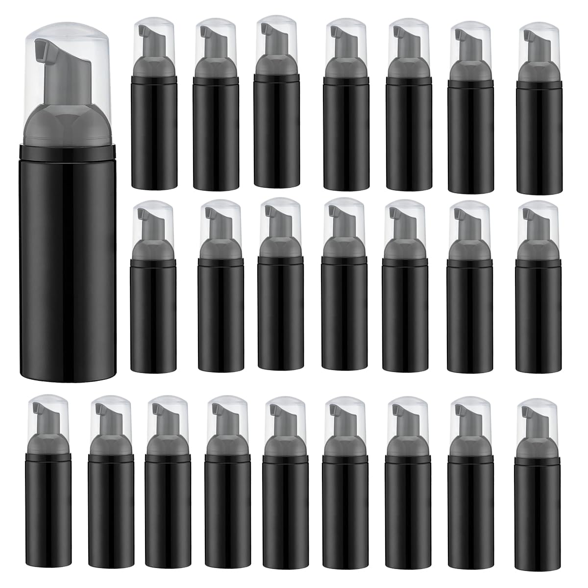 30pcs Foam Pump Bottles 2.02 FL OZ - Empty Foaming Liquid Soap Dispensers - for Refillable Travel Hand Soap Shampoo Foaming (Black)