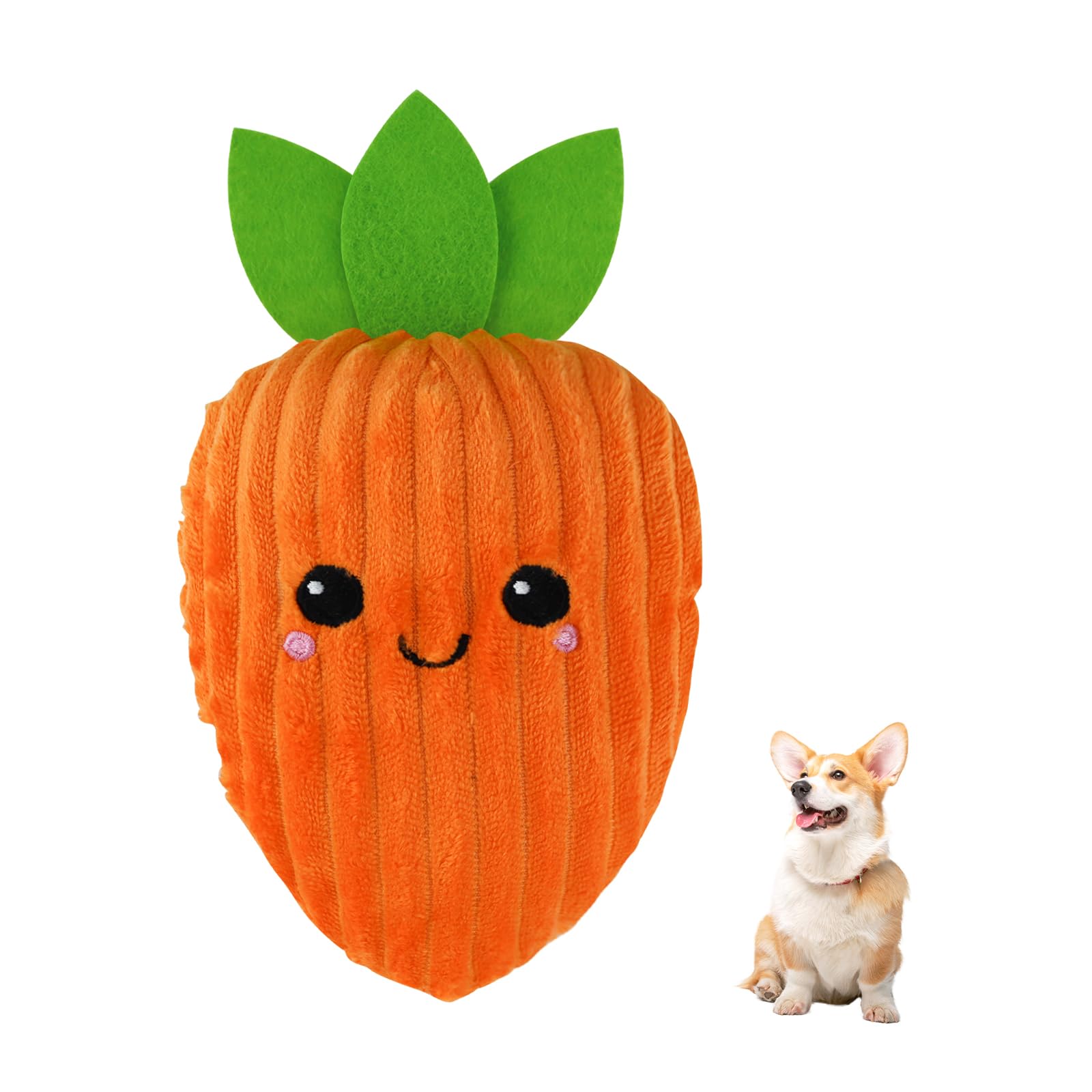 Jouet couineur pour chien carotte orange de 24 cm en coton doux pour chiot Andiker
