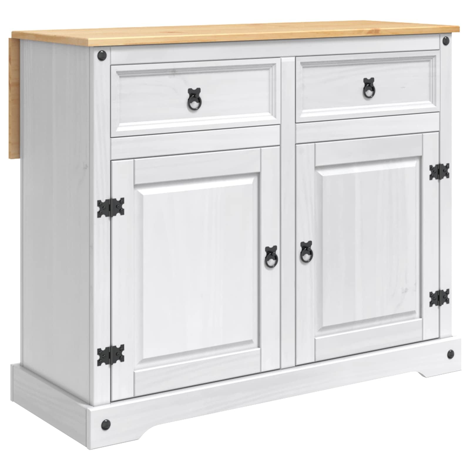 Wyspa kuchenna zestaw 2 szt. biały i wosk miodowy 112 x 70 x 91,5 cm drewno