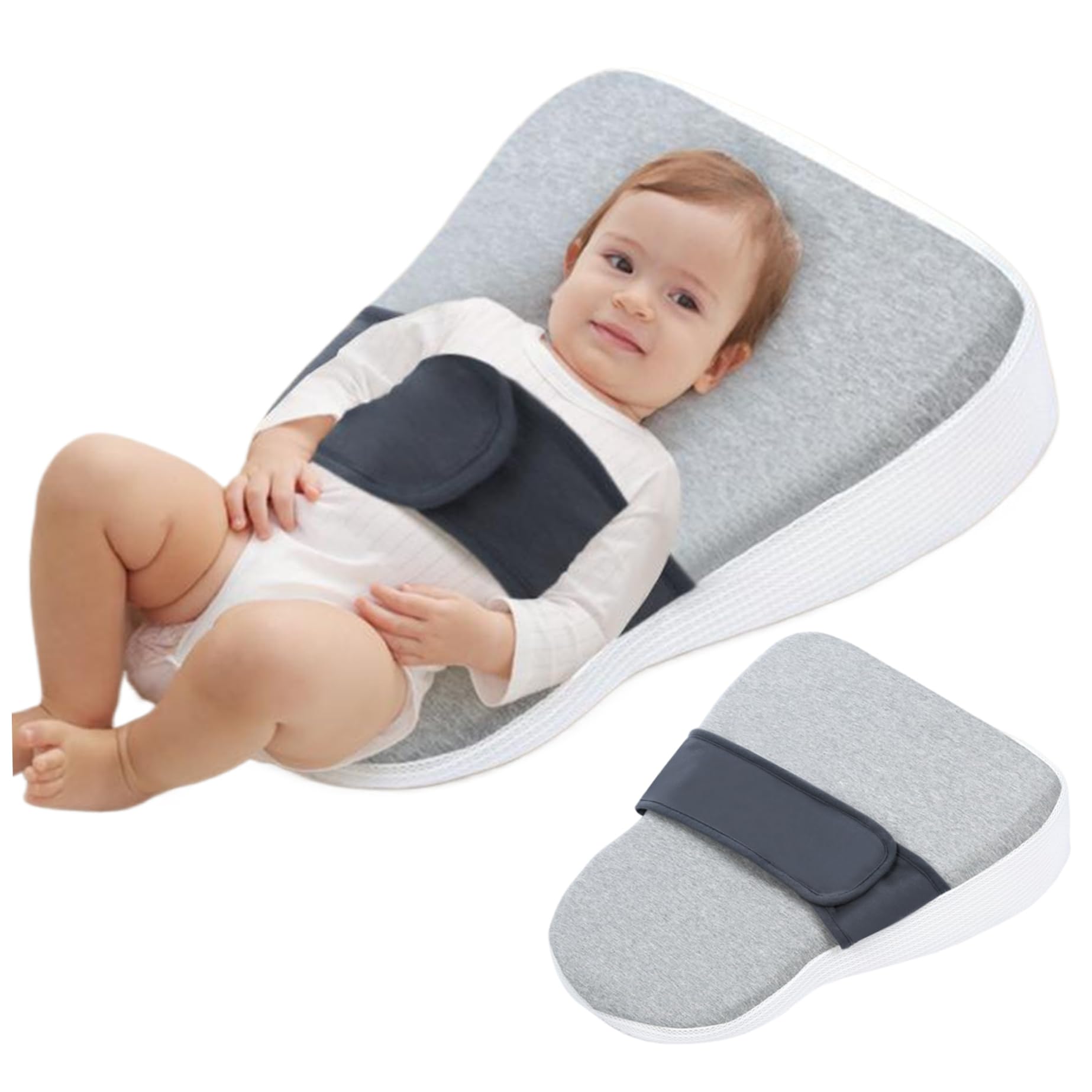 Almohada de cuña para bebés para recién nacido 15x19x5 almohada anti-reflujo de doble cara para bebé con cinta adhesiva cinturón de cintura 15 ° Memory Movement Foam Essentanjes de recién nacidos, al