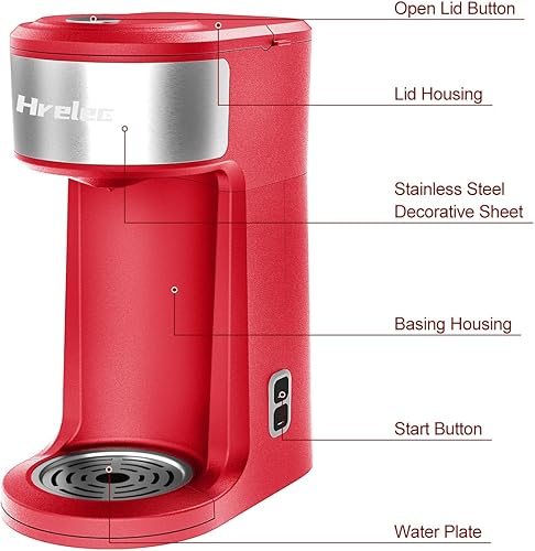 Miniatura 7 de Cafetera de una sola porción, cafetera de taza 2 en 1 K para cápsulas y café molido, cafetera pequeña de una taza con función de autolimpieza,