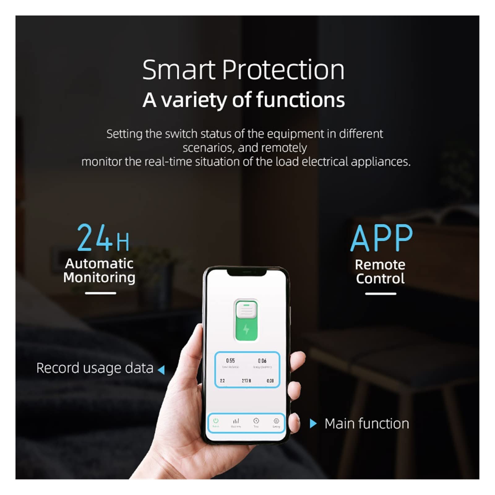 Medidor De Consumo Electrico, Interruptor disyuntor Inteligente Tuya con medición 63A1P DIN Rail Control Remoto Smart Home App Timer Module, Fácil de Instalar(White No metering,32A)
