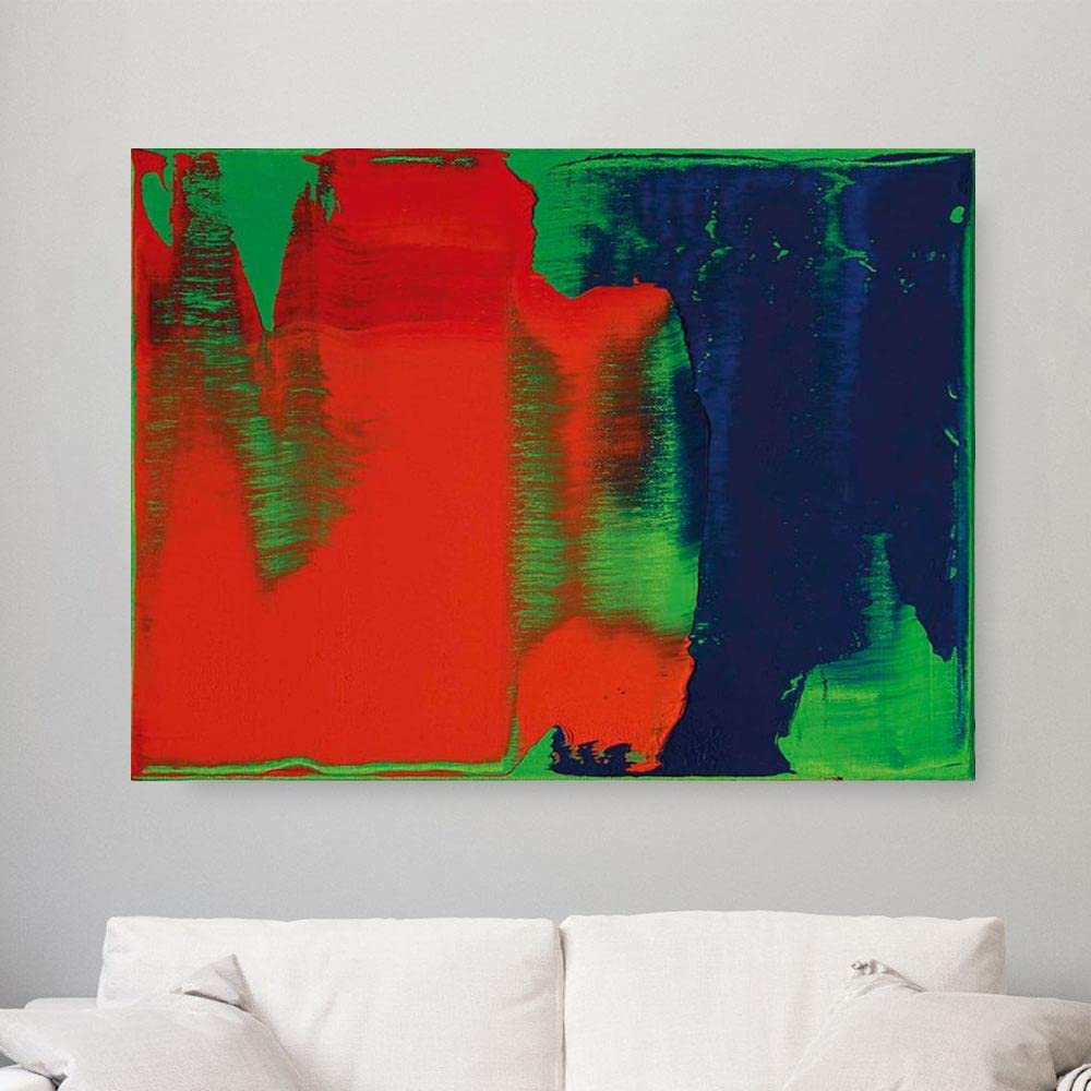 JH Lacrocon Hand-painted Oil Paintings on Canvas Richter Abstract Painting 120X90 cm Rolled Up - Grun Blau Rot Edition For Parket L2223