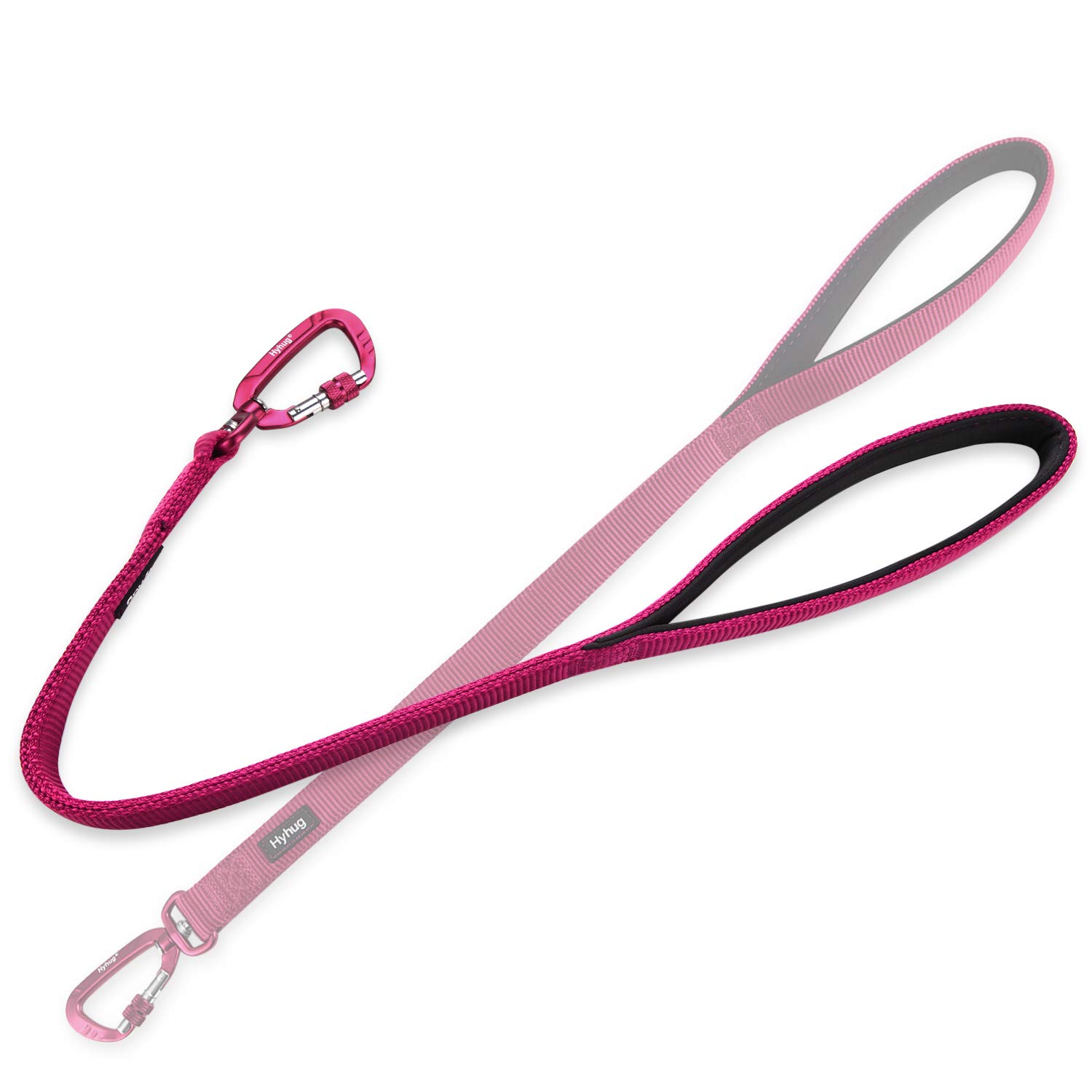 Hyhug Correa Corta Resistente de 61 cm de Longitud con asa cómoda y Correa de Aluminio de aviación Ligera para Perros Grandes y medianos. (Rosa roja)