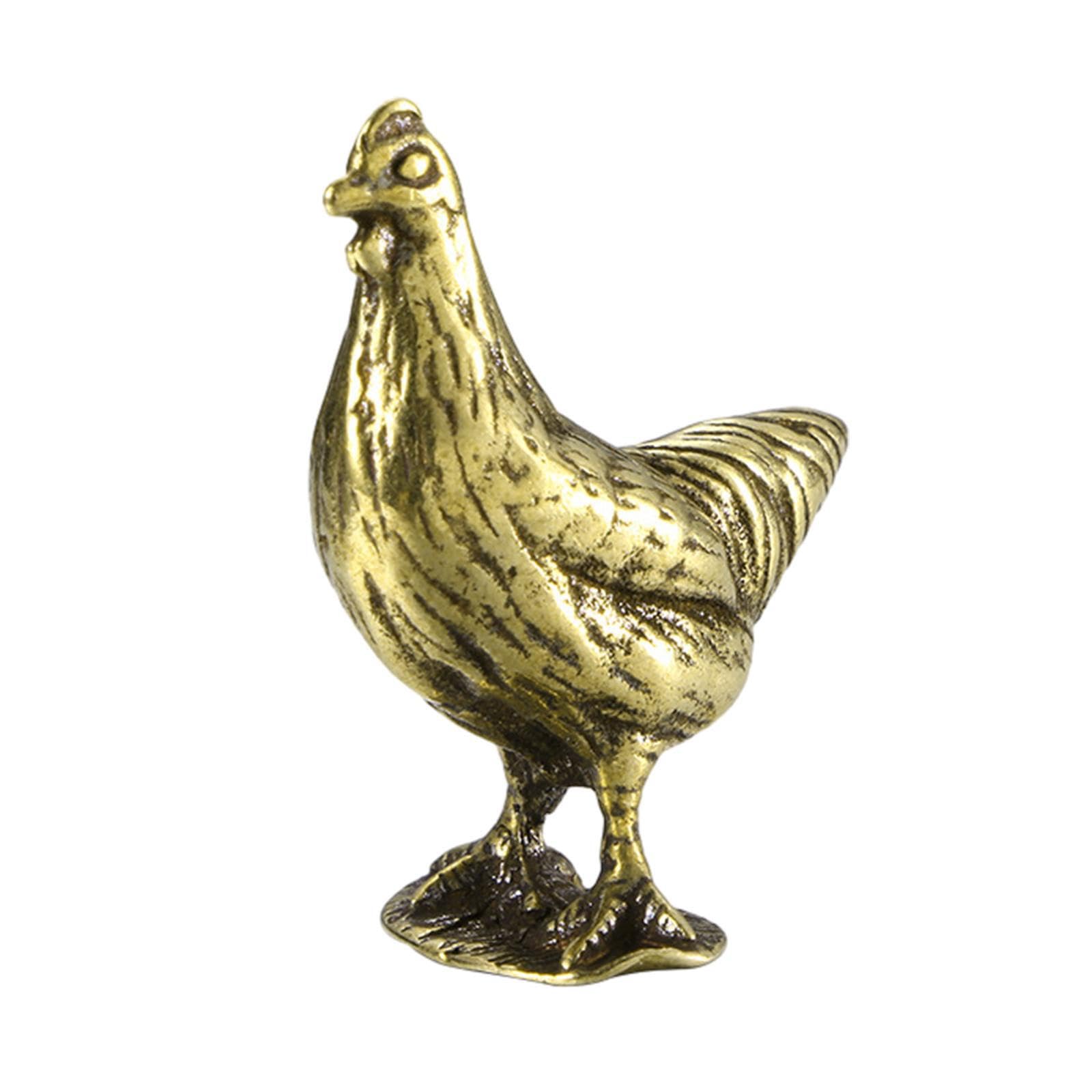 LIXSAZSE Vintage Chicken Sculptures Home Decor Realistic Brass Chicken Figurine Small Hen Statues Memorable Gift Idea For Birthdays And Weddings Animal Figurine Bookcase Shelf Desktop Ornaments