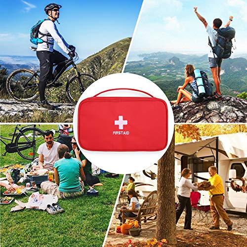 Image of First Aid Bags Empty, Portable Travel Medicine Bag for Camping Hiking Vehicle Motorcycle, Empty First Aid Bag for Home Emergency (2 Packs Red)