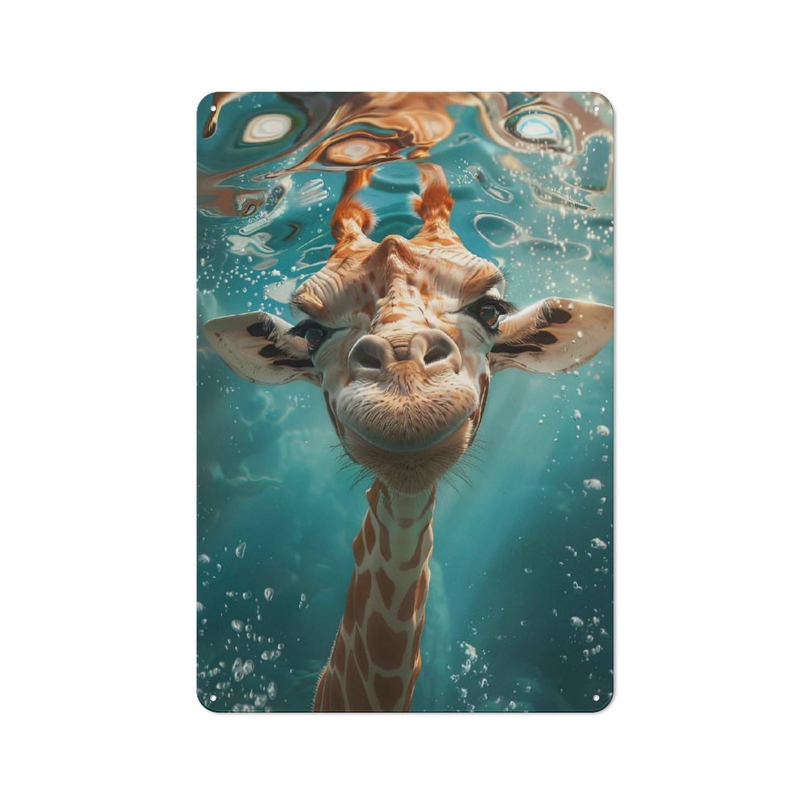 Junmoney Giraffe Sea Rustic Metal Plaque 30X20cm For Hobby Room Or Studio, For Creative Interior Collectors