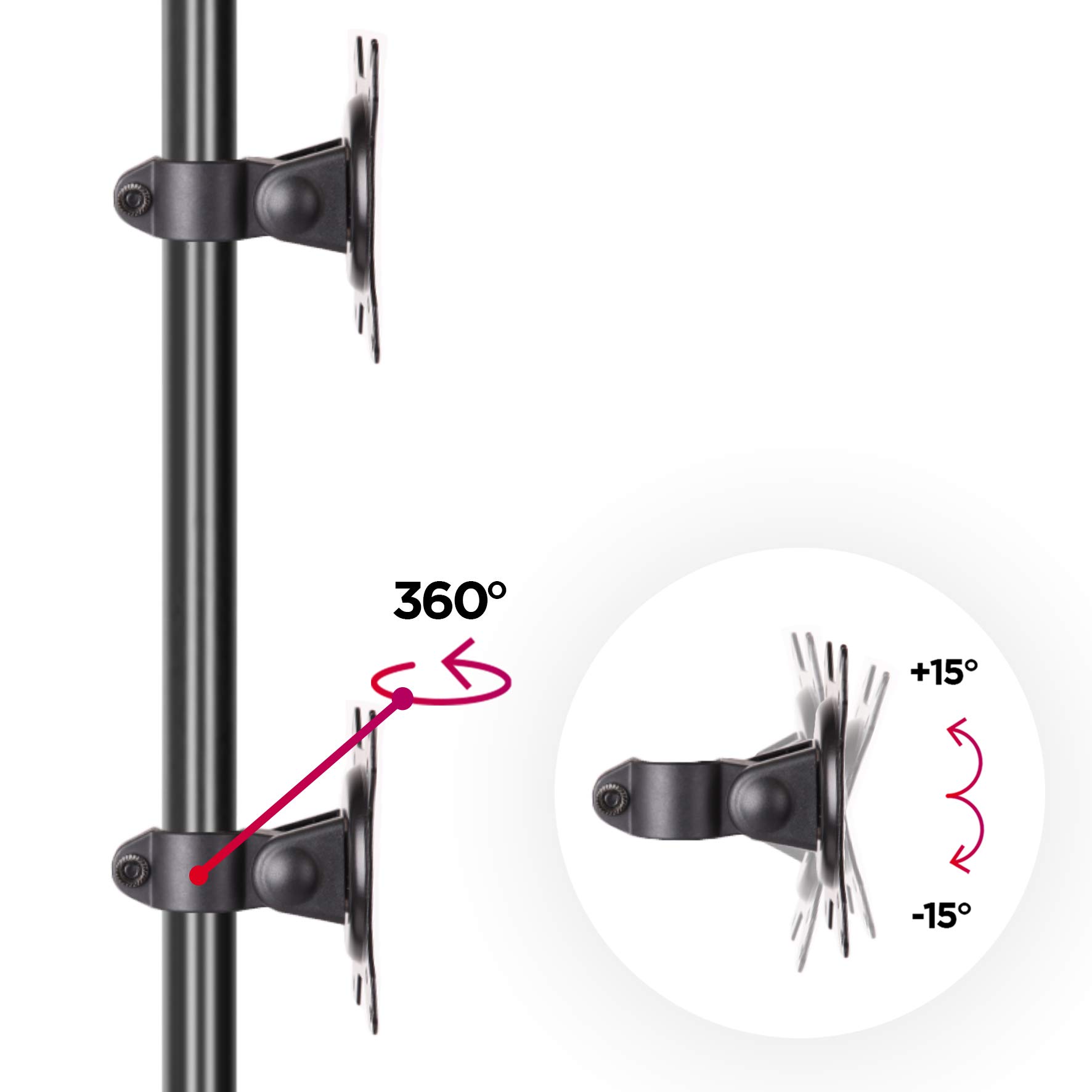 Duronic DM15D2V2 BK Doppio supporto monitor con base d’appoggio | 2 schermi 13”-32” | Altezza regolabile | Capacità 8 kg | VESA 75/100