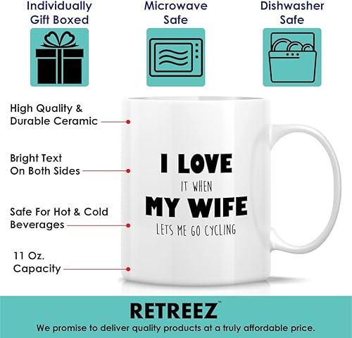 Miniatura 3 de Retreez Taza divertida  Taza de café de cerámica con texto en inglés "I Love My Wife", de 11 onzas, divertida, sarcasmo, sarcástico, motivacional,