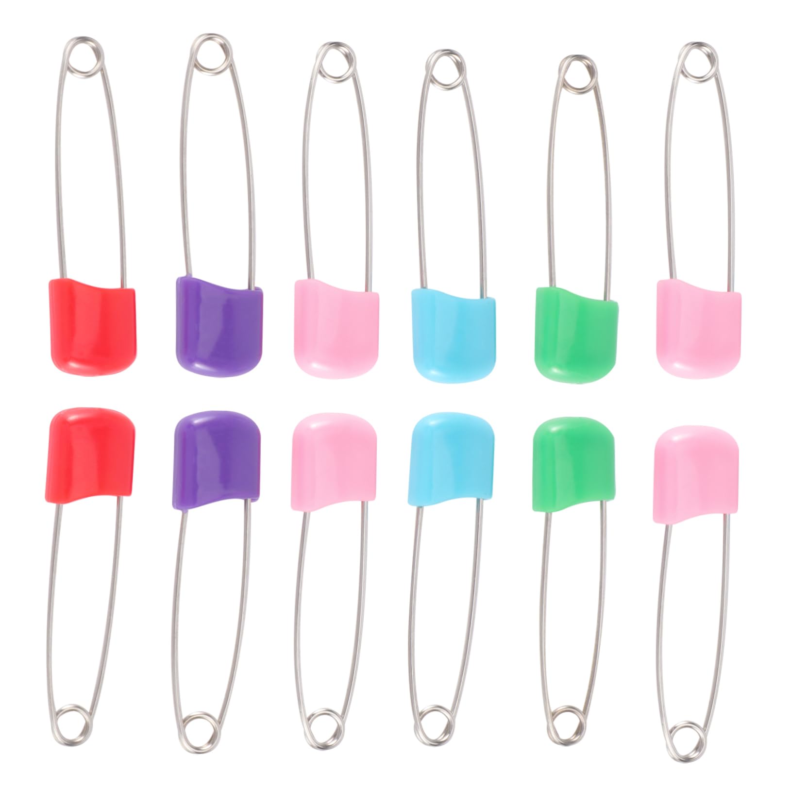 IWOWHERO Traditional Cloth Diaper Pins 12 Pack Size s Stainless Steel Rustproof Easy to Use Safe for Infants Random Color
