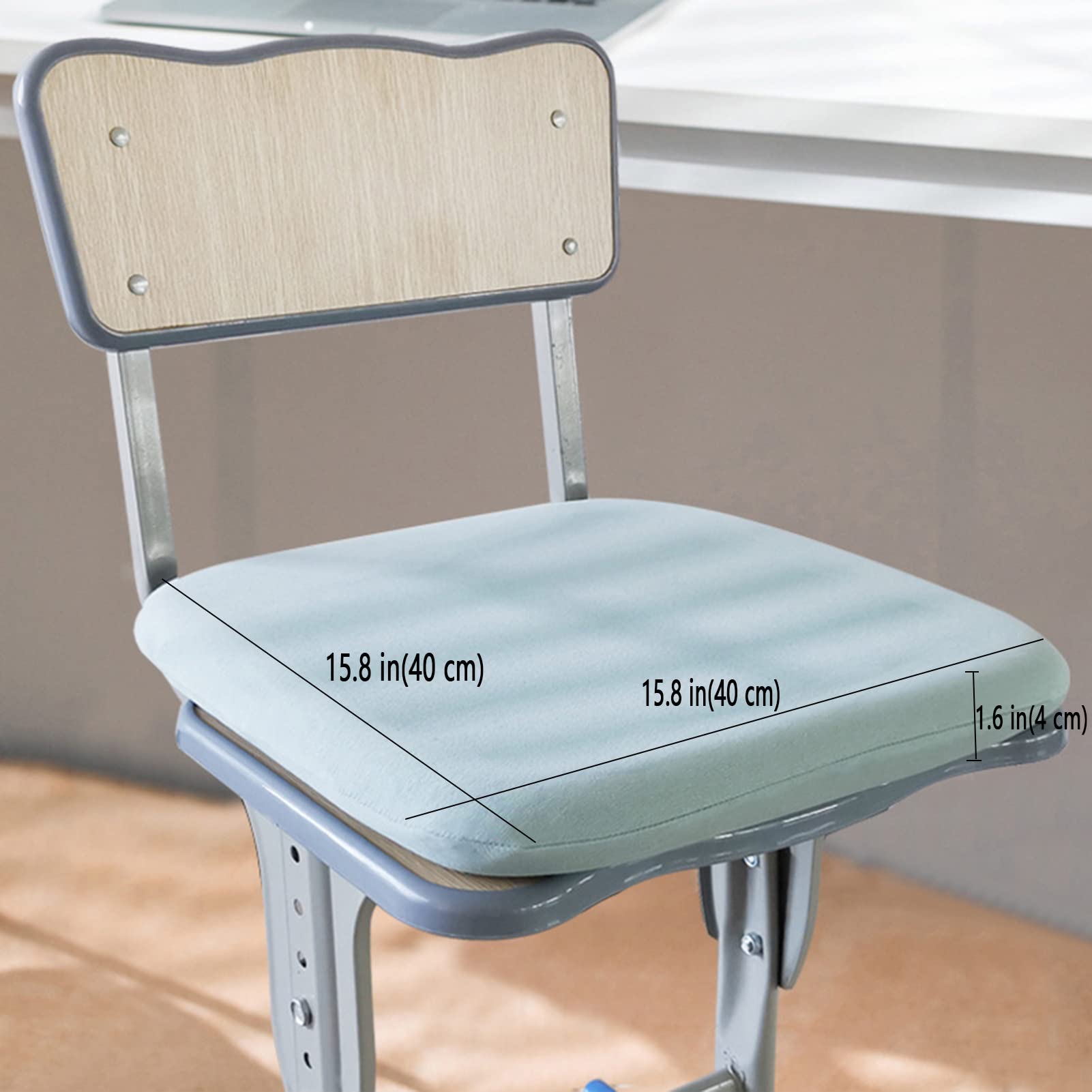 15.8 X 15.8 Pulgadas Silla De Oficina Cojín De Asiento, Cojín De Asiento De Coche De Espuma De Memoria Cuadrada, Cubierta Lavable,Dark Gray