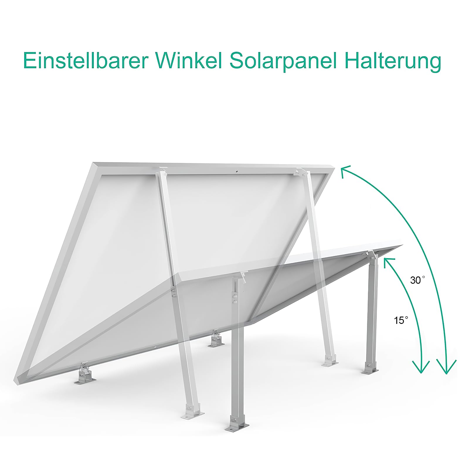 Fijación de módulo solar, soporte para módulo solar, techo plano de PV de 15° a 30°, soporte de aluminio para plantas de balcón, kit de montaje, 36 cm - 70 cm, ajustable individualmente(1 set) (2 set)