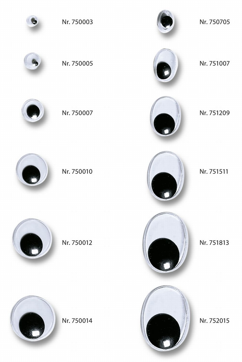 Folia 751007 Wiggle Eyes with Moving Pupils 10 x 7 mm Set of 100