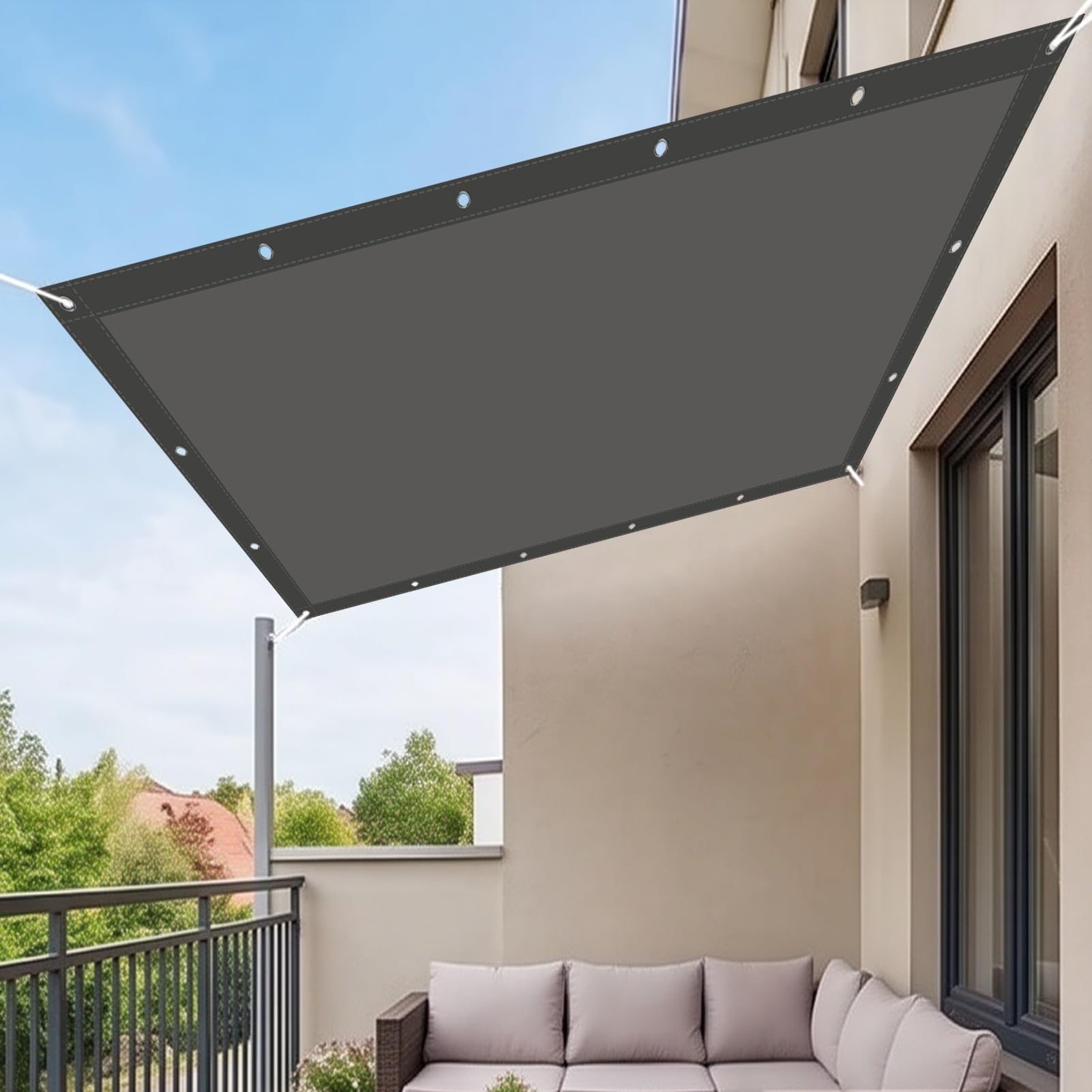 Toile ombrage imperméable anti-UV qui protège la terrasse