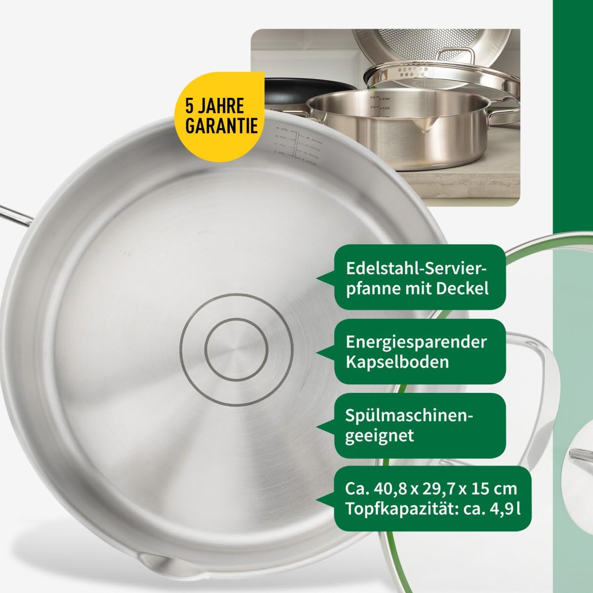 Fackelmann x Chefkoch Servierpfanne München Ø28 cm Edelstahl