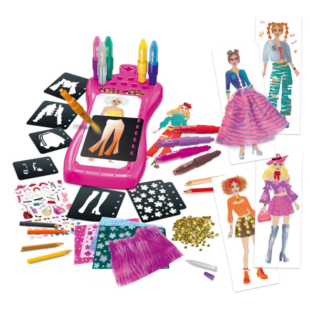 Lansay - BLOPENS FASHION - Mon Atelier Mode - Deviens Styliste avec Ce Set Créatif - Choix de Coiffures, Hauts, Pantalons, Jupes, Chaussures et Sacs à Main - Personnalise tes créations - Dès 5 ans