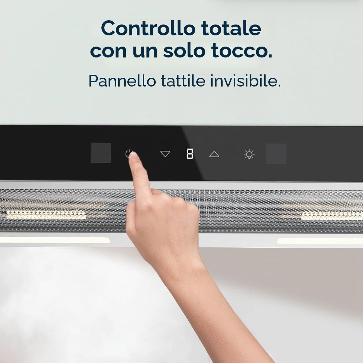 Cecotec Cappa Aspirante 70cm Telescopica Bolero Flux TLT 704400 Glass Black A+++. Aspirazione 431,2m³/h, Basso Consumo, Motore DC, Controllo Movimento e Touch, Vetro Frontale Nero, Corpo Acciaio Inox
