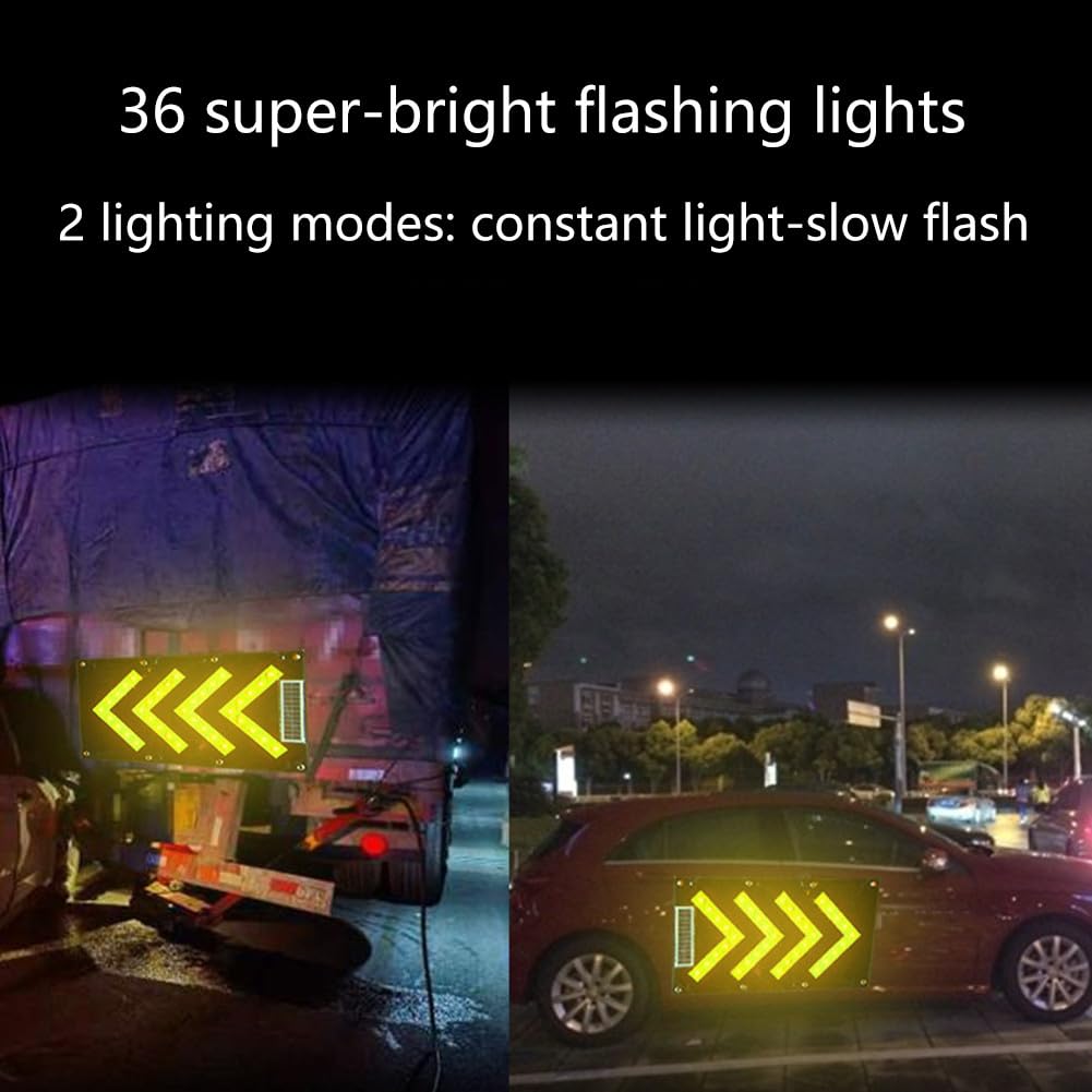 36 Znak strzałki drogowej LED - Elektroniczna lampa przyczepy o wysokiej widoczności z ładowaniem słonecznym i mocowaniem magnetycznym (1 szt.)(Solar)