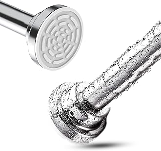 Shower Curtain Rail 80-125 cm - No Drill Stainless Steel Extendable Tension Rod Pole for NetVoile Curtain - Heavy Duty & Rust Resistant for Bay, Window, Door, Wardrobe, Balcony