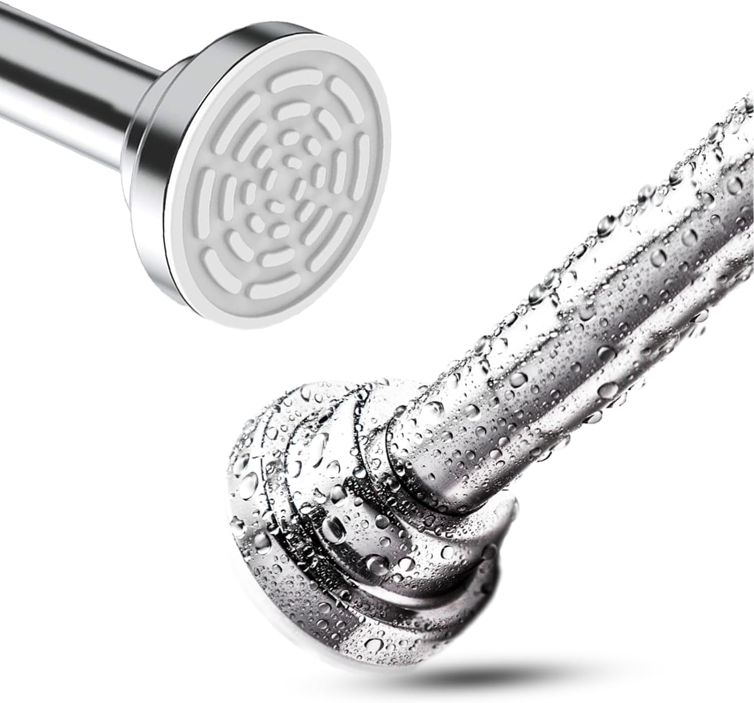 Shower Curtain Rail 80-125 cm - No Drill Stainless Steel Extendable Tension Rod Pole for NetVoile Curtain - Heavy Duty & Rust Resistant for Bay, Window, Door, Wardrobe, Balcony