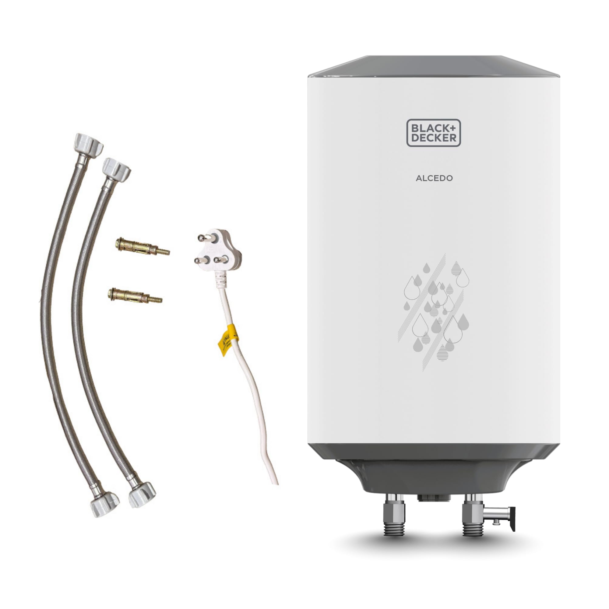 BLACK+DECKER ALCEDO Storage Water Heater-10L (2KW) I Single line welded, Vitreous Enamel Coated Tank I Glass Coated Heating Element I 8 BAR Rated Pressure I Vertical Wall Mounting I White-image-9