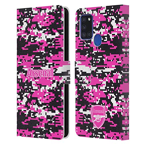 Housse cuir Samsung Galaxy A21s Arsenal FC style camouflage rose