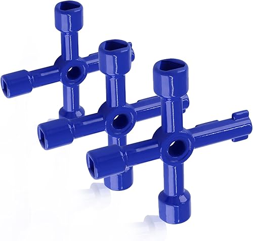 Waziaqoc Llave multifuncional de 4 vías (paquete de 2), llave cruzada universal triangular de aleación de zinccuadrada para medidor de agua, válvula
