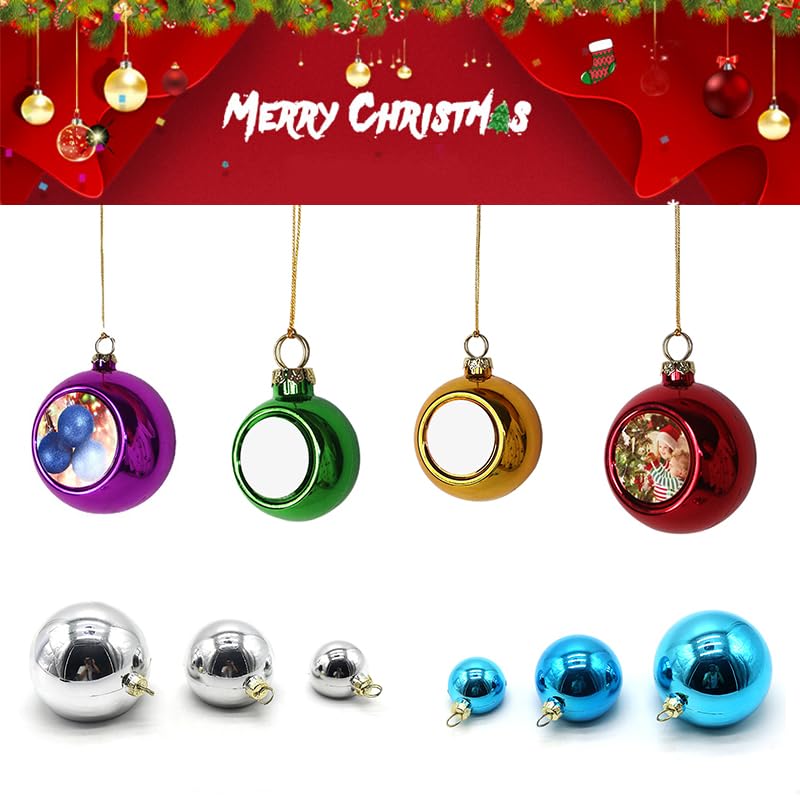 12pcs/lot Blank Sublimation Christmas Ball Ornaments for Sublimation Ink Transfer Printing Heat Transfer Press DIY Gifts Craft Can Print (3.1inch/8cm Mix Color)