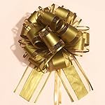 HSXJJ 6 Pieces Large Pull Bows,Gold Gift Bow,6 inches,Christmas, Party Birthday Gift Wedding Ribbon Bows for Wrapping Boxes or Flower Decorations, Valentine\'s Day Gift Decorations(Gold)