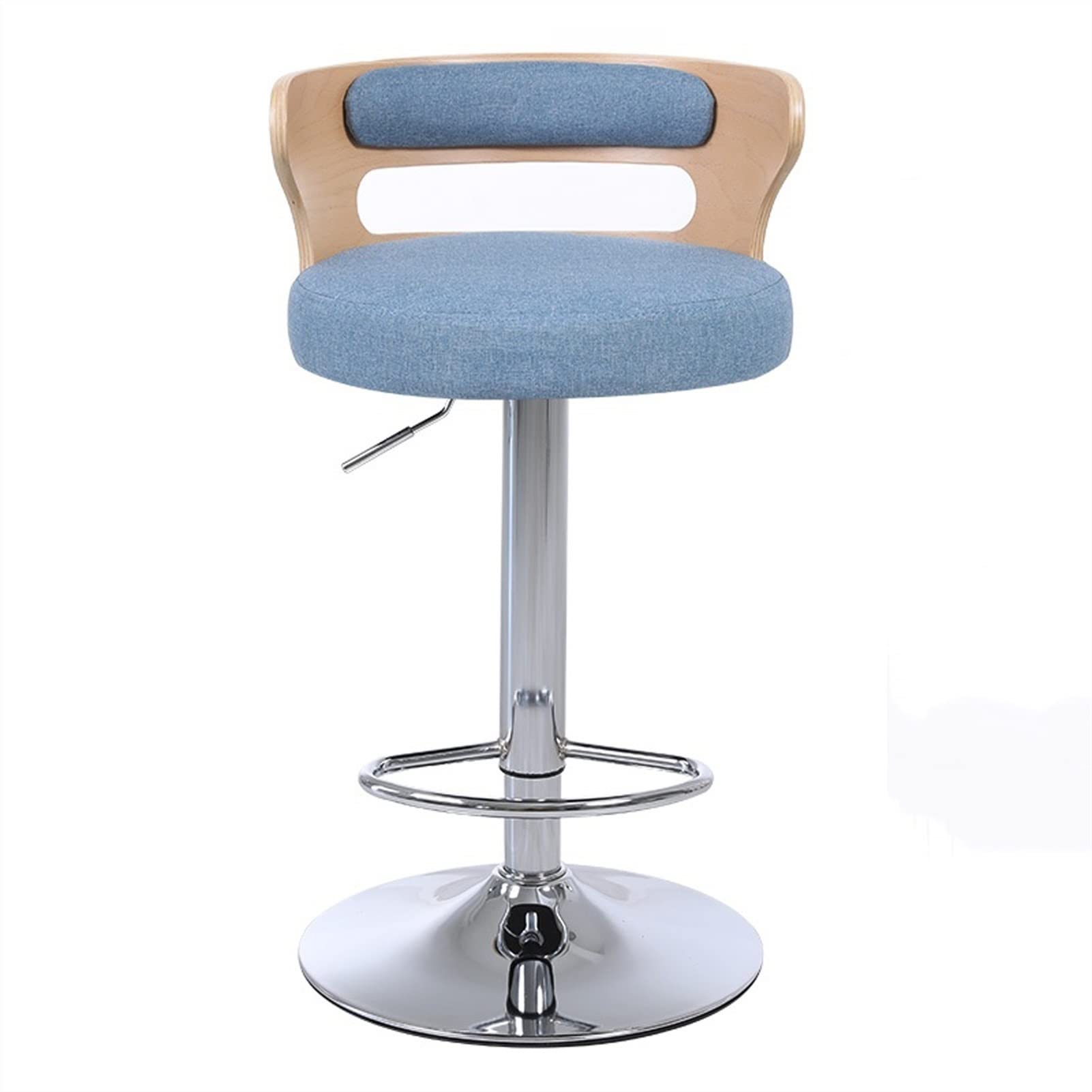 Sgabelli da Bar Sgabello da bar ad altezza regolabile in tessuto elegante con schiena medio in legno e seggiolone da bar for sgabelli da bar del latte di latte di base cromata Sedie da Bar(Blue)