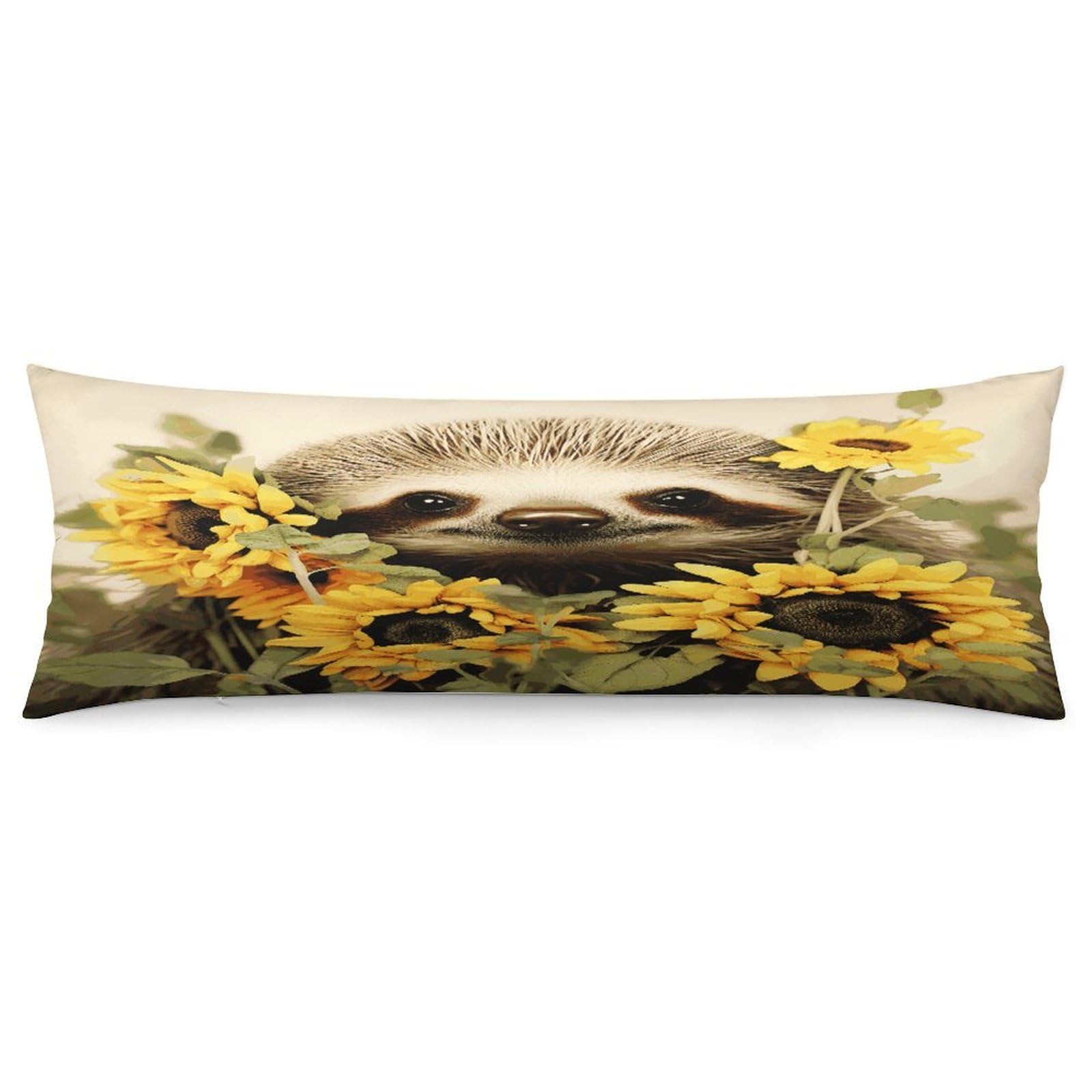 Sloth Sunflower Throw Pillow Covers with Silent Zipper Polyester Pillow Protectors Removable Pillow Cases Soft Pillowcase Cozy Pillow Sham Cushion Cover for Sofa Car Bed 20"x54"