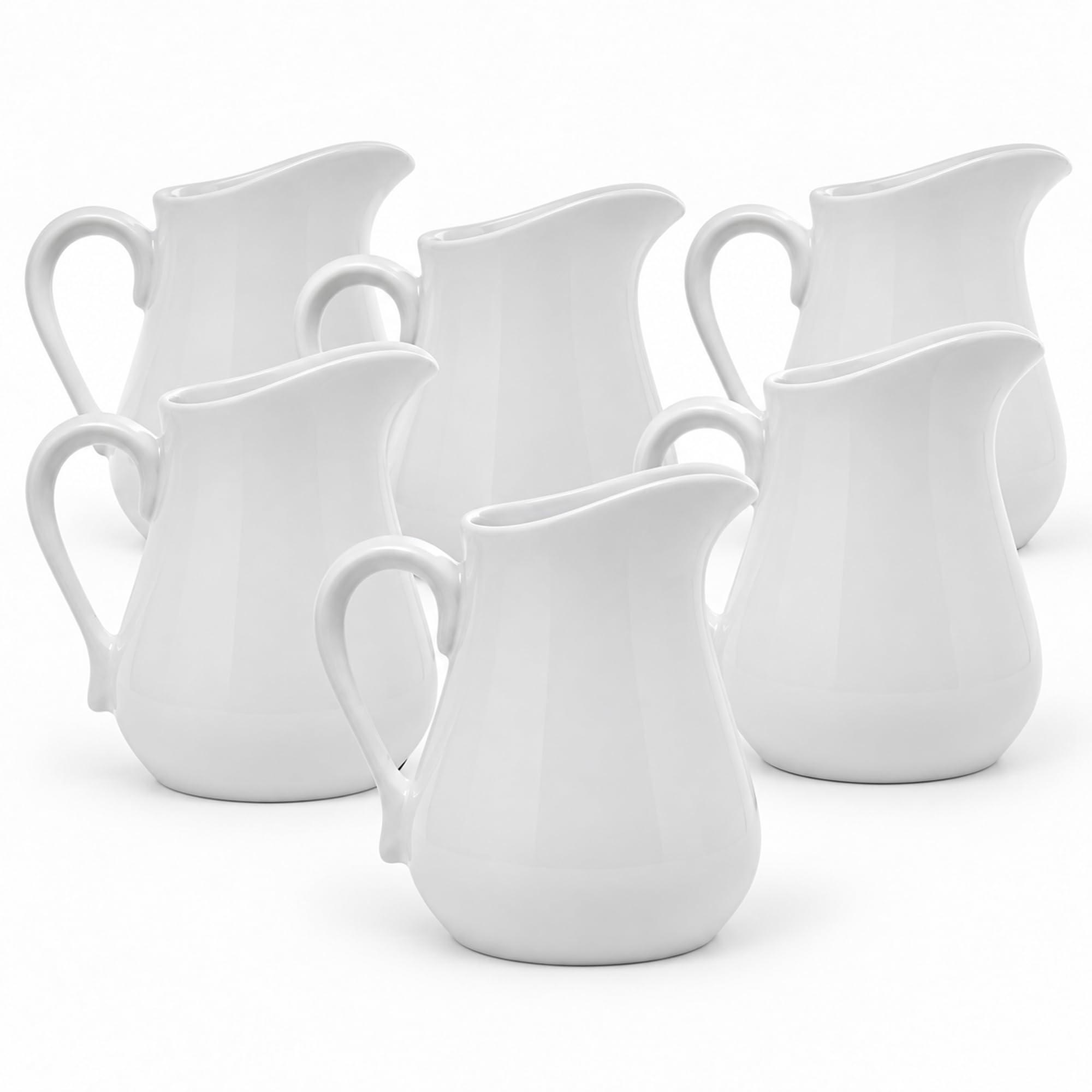 Glow Traditional Gravy Jug – Elegant White Ceramic Serving Jug for Cream Custard Sauces – Perfect for Dining Table Restaurant Café Christmas Wedding Roast Dinners (Pack of 6-500ml - Jug)