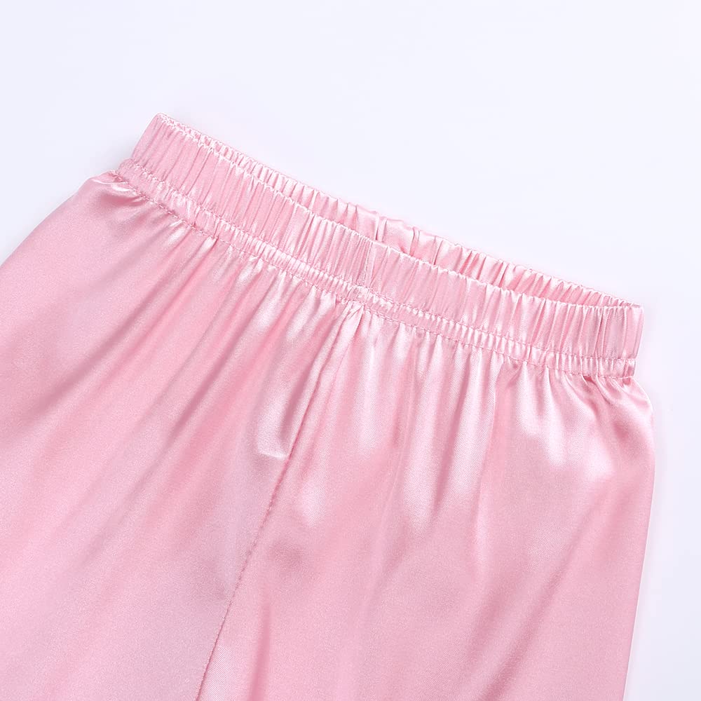 Verve Jelly Conjunto de Pijamas de satén para bebés y niños pequeños Pantalones de Manga Corta con Botones Ropa de Dormir para niñas y niños Ropa de Dormir