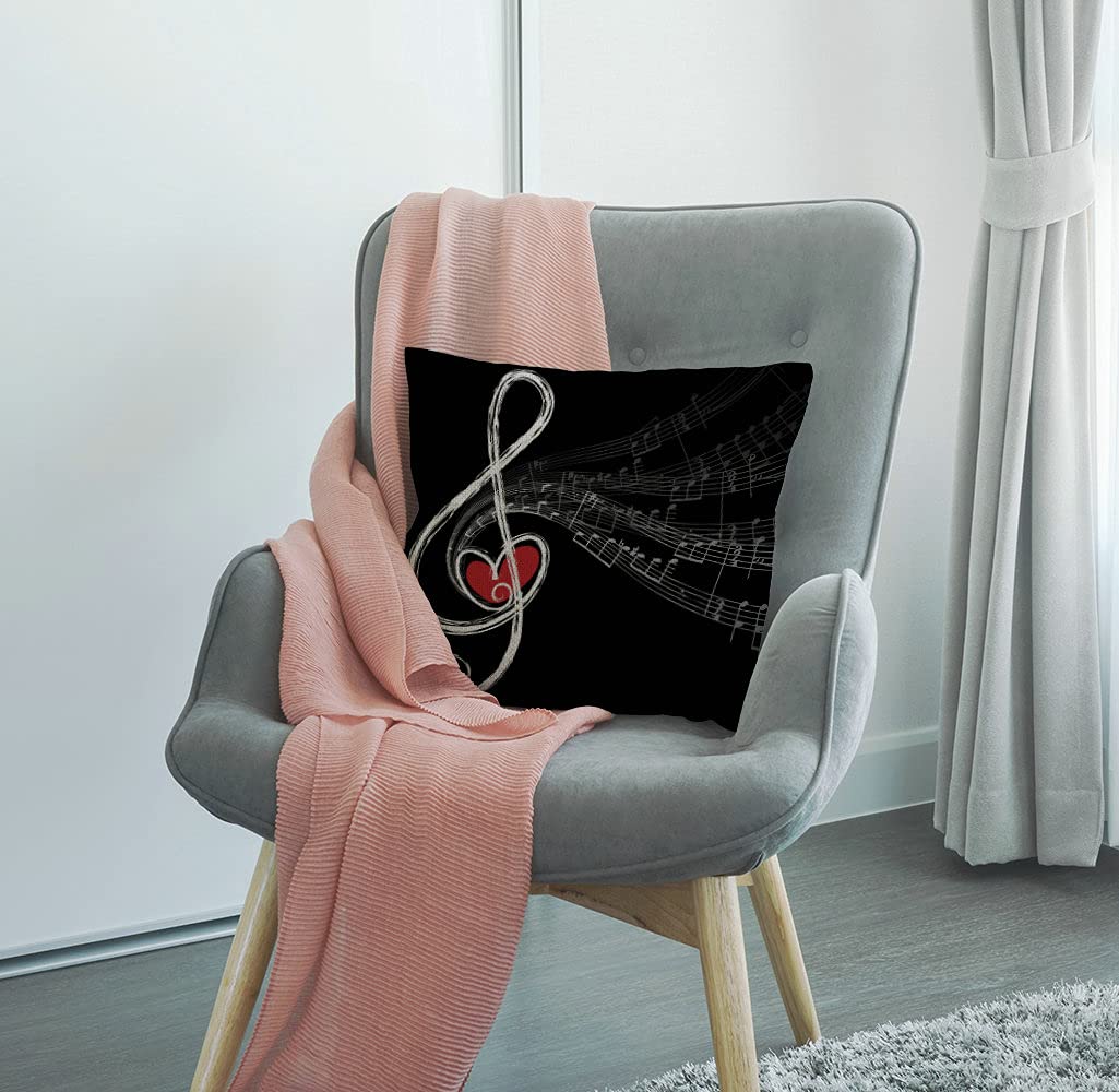 Federa Per Cuscino Ispirata Alla Musica | Swirly Piano, 45x45 Cm, Morbida Misto Cotone